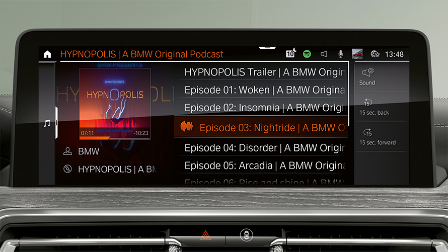 Primer plano, display de control, vista, Connected Music con Spotify Remote Software Upgrade, primer plano, display de control, vista, Connected Music con Spotify