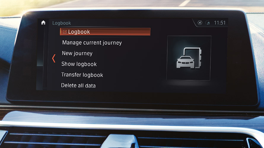 Online Logbook Online Logbook en la pantalla del BMW