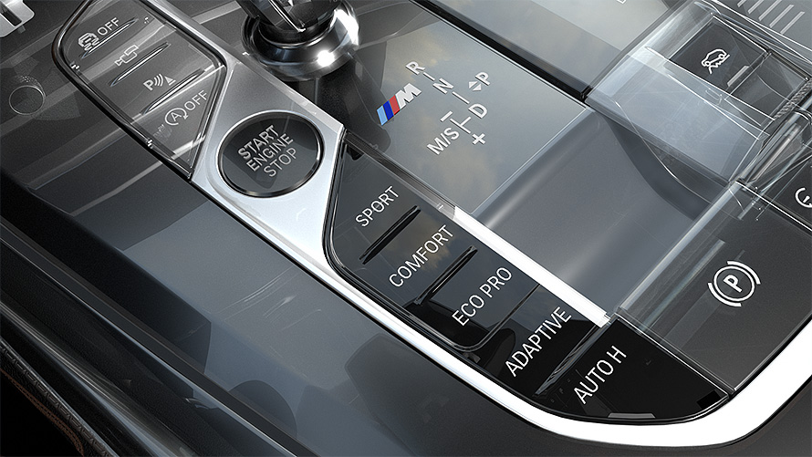 BMW Driving Experience Control Detalle del BMW Driving Experience Control con el modo ECO PRO en el BMW X5.