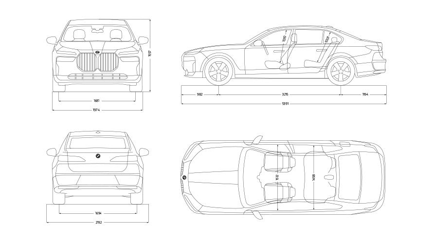 Diagrama de dimensiones BMW 7 Protection G73 Diagrama de dimensiones BMW 7 Protection G73