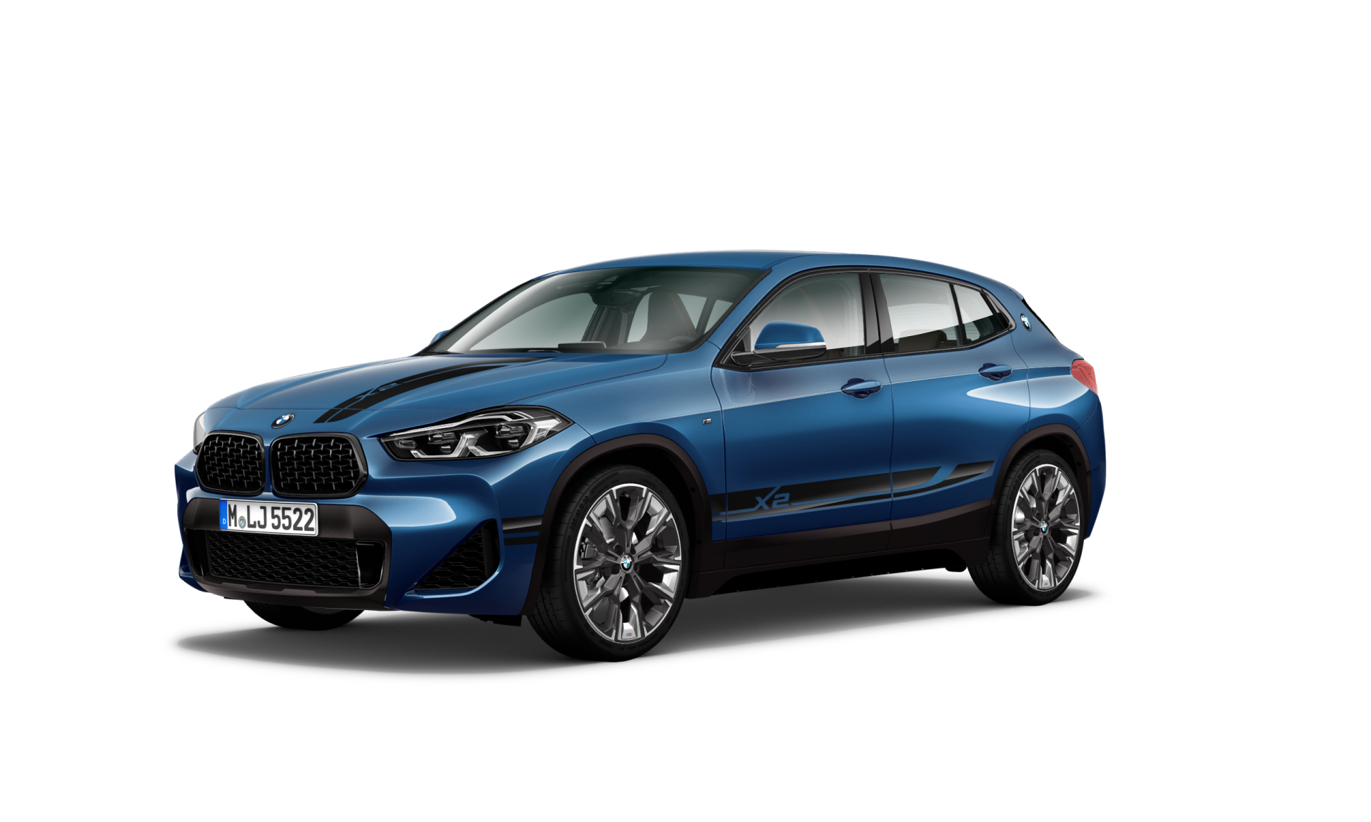 Vista de tres cuartos del frontal BMW X2 Mesh edition Phytonicblau Vista de tres cuartos del frontal BMW X2 Mesh edition Phytonicblau