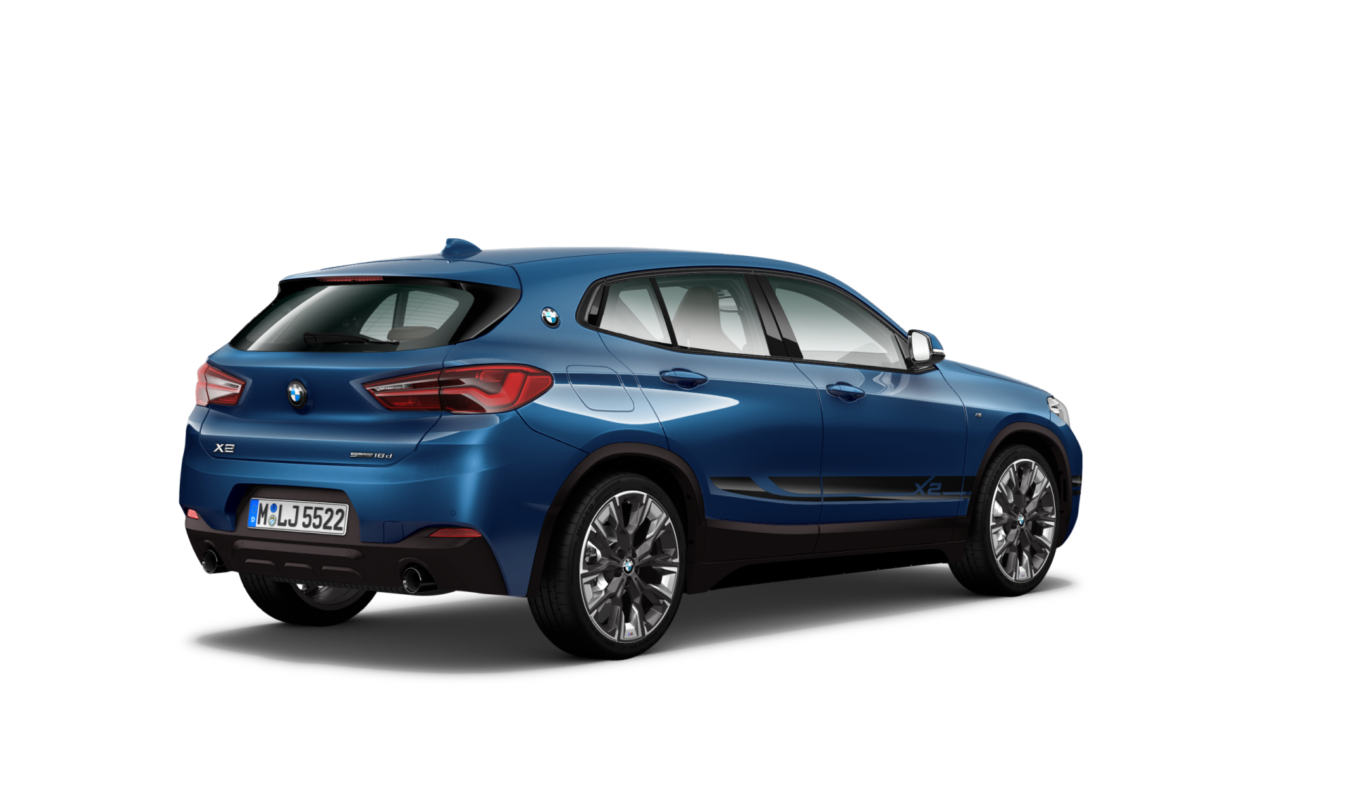 Vista de tres cuartos del frontal BMW X2 Mesh edition Phytonicblau Vista de tres cuartos del frontal BMW X2 Mesh edition Phytonicblau